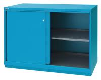 13P599 Sliding Door Shelf Cabinet, 2 Shelf, Blue