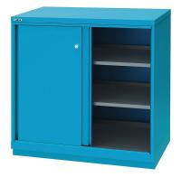 13P609 Sliding Door Shelf Cabinet, 3 Shelf, Blue