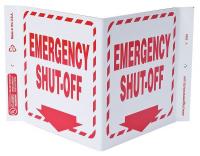 13R194 Emergency Sign, 7 x 12In, EMER Shut-Off