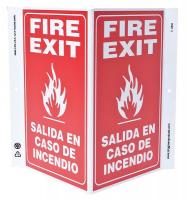 13R263 Fire Exit Sign, 11 x 7In, Fire Exit