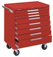 13R645 Rolling Cabinet, 34x20x40 In, 8 Drawer, Red