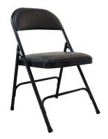 13V425 Folding Chair, Vinyl, Steel, Black