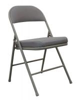 13V426 Folding Chair, Gray Fabric, Beige Frame