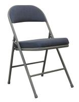 13V427 Folding Chair, Blue Fabric, Gray Frame