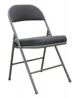 13V428 Folding Chair, Gray Fabric, Gray Frame