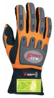 13V948 Mechanics Gloves, Orange, Gray, Black, L, PR