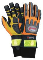 13V953 Mechanics Gloves, Orange/Gray/Black, L, PR