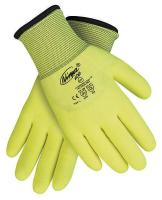13V975 Coated Gloves, L, Hi Vis Yellow, PR