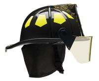 13W088 Fire Helmet, Black, Fiberglass