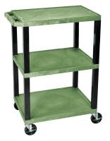 13W544 Utility Cart, 300 lb. Cap., Resin, 3 Shlvs