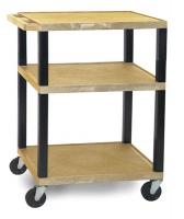 13W571 Utility Cart, 300 lb. Cap., Resin, 3 Shlvs