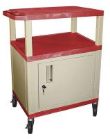 13W589 Audio-Visual Cart, 300 lb., Red, 18 In. L