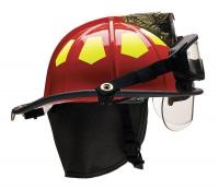 13W774 Fire Helmet, Red, Fiberglass
