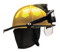 13W779 Fire Helmet, Yellow, Fiberglass