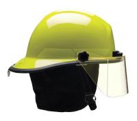13W786 Fire Helmet, Lime-Yellow, Thermoplastic
