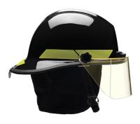 13W789 Fire Helmet, Black, Thermoplastic