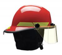 13W791 Fire Helmet, Red, Thermoplastic