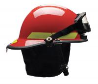 13W796 Fire Helmet, Red, Thermoplastic