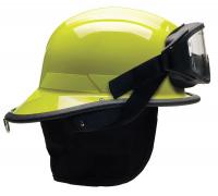 13W809 Fire Helmet, Lime-Yellow, Thermoplastic