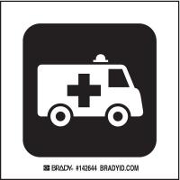 14A997 Ambulance Ent Sign, 4 x 4 In, SS