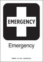 14C062 Emergency Sign, 10 x 7 In, SS