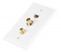 14C381 Cat5e, F Type, BNC Wall Plate, Coupler