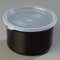14D216 Poly-Tuf Crock w/Lid, 1.5 qt., Black, PK 6