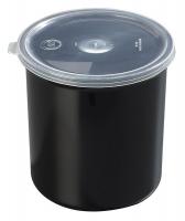 14D221 Poly-Tuf Crock w/Lid, 1.2 qt., Black, PK 12