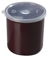 14D222 Poly-Tuf Crock w/Lid, 1.2 qt., Brown, PK 12