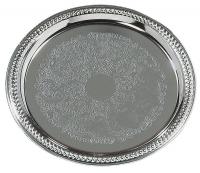 14D341 Gadroon Tray, Round, Chrome, PK 12