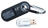 14F693 Clip Flash Drive, 4 GB, Black/Silver