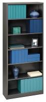 14H595 Bookcase, Steel, 6 Shelf, Black