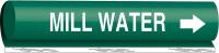 14H923 Pipe Marker, Mill Water, Gn, 1/2 to1-3/8 In