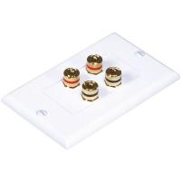 14J363 A/V Wallplate, Banana Post, 2pc, 2Spkr, Wht