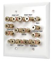 14J375 A/V Wallplate, 2-Gang, 7.2 Stereo, White