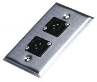 14J379 A/V Wallplate, XLR(M), 3Pin, 2Port