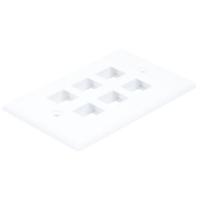 14J398 WallPlate, Blank, 6 Hole, White