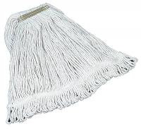14J838 Wet Mop, Looped End, 12 oz, White, PK 6