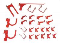 14K278 Slotted Tool Board Hook Kit, 26 Piece, Red