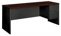14M151 Desk, 24 In.D, Mahogany/Charcoal