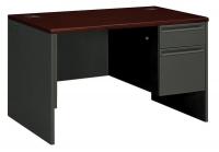 14M159 Desk, 30 In.D, Mahogany/Charcoal