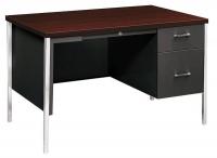 14M165 Desk, 30 In.D, Mahogany/Charcoal