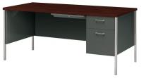 14M167 Desk, 30 In.D, Mahogany/Charcoal