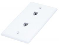 14W975 DC WallPlate, RJ11/12, 6P6C, 2P, Smooth, Wht