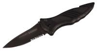 14X509 Folding Knife, Serrated, 9-1/2 In., Black