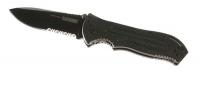 14X515 Folding Knife, Serrated, 7-13/16 In., Black