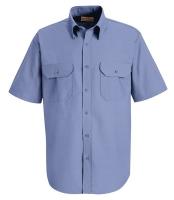 14Y262 Short Sleeve Shrt Blu, PET/Cotton, XL