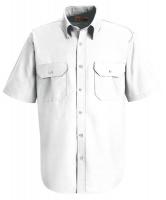 14Y267 Short Sleeve Dress Uniform Shirt, S, White