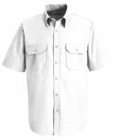 14Y266 Short Sleeve Dress Uniform Shirt, M, White