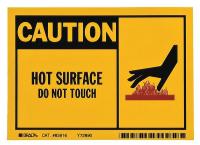 14Z404 Caution Sign, Hot Surface, 7 x 10 In.